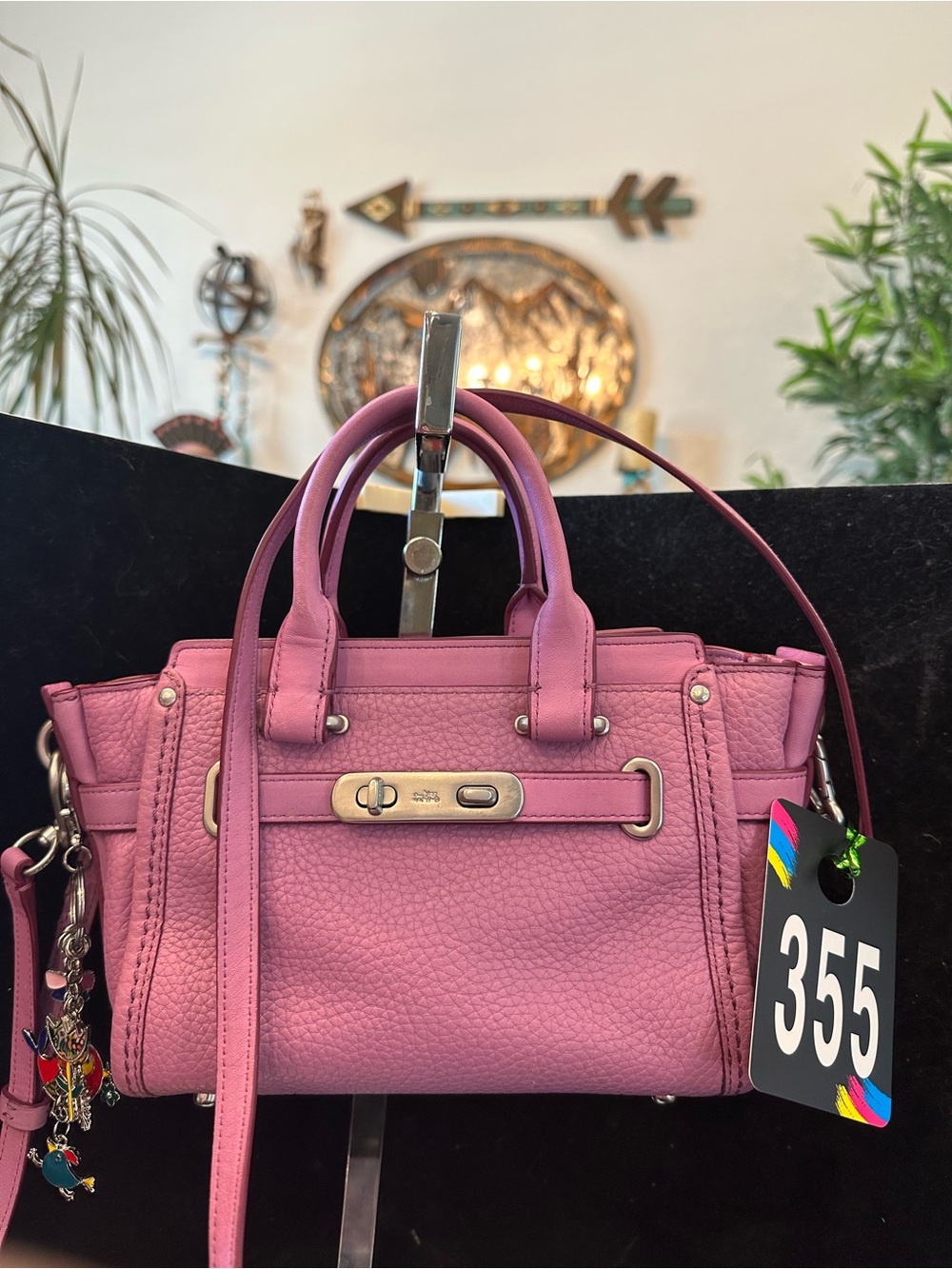 Coach #355 Swagger 21 Puce Pink Crossbody Bag with Gold Hardware